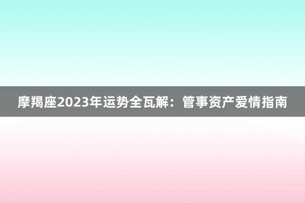 摩羯座2023年运势全瓦解：管事资产爱情指南